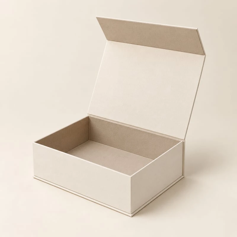 Boîte de présentation style livre avec fermeture magnétique
