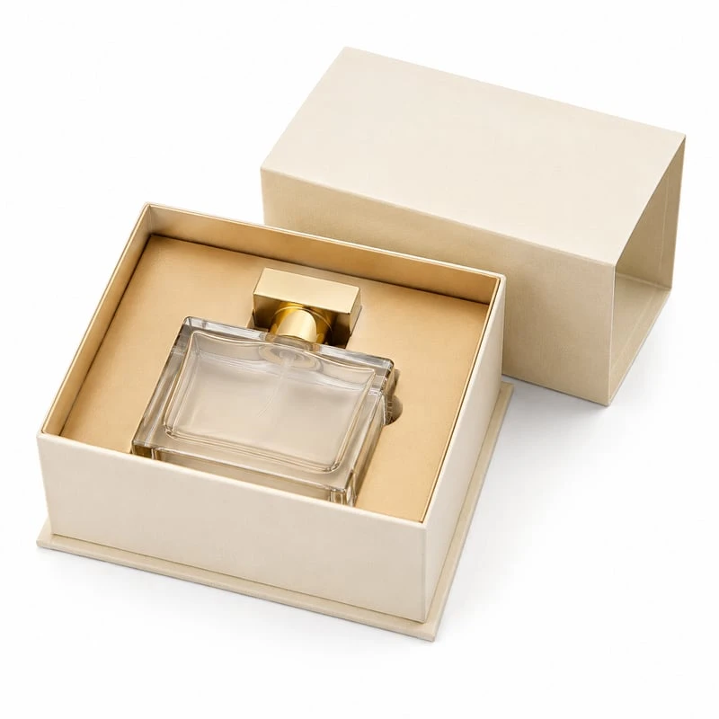 Boîte à couvercle et fond pour flacon de parfum