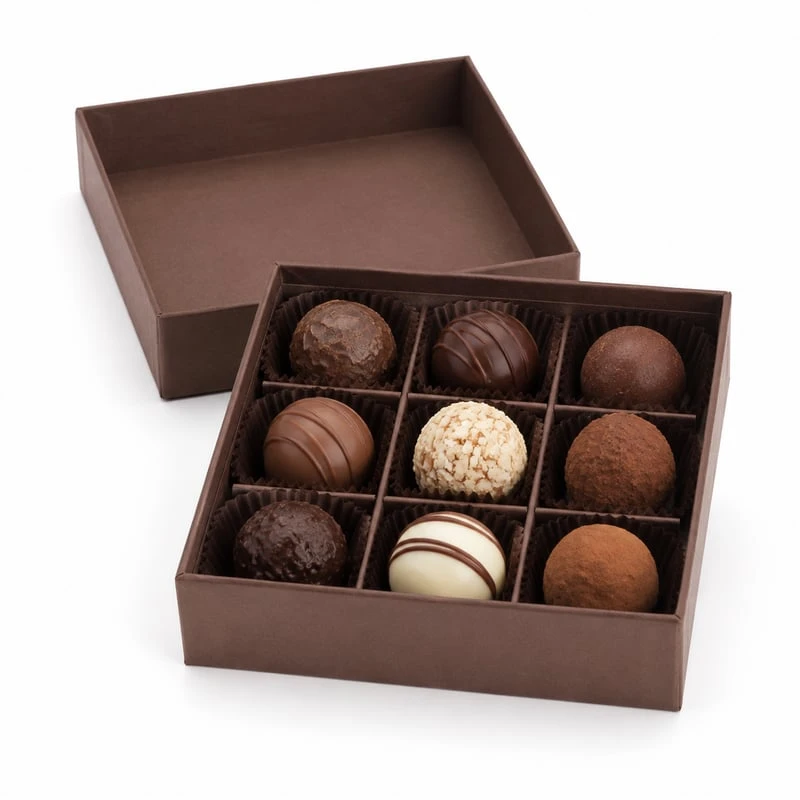Boîte à couvercle et fond pour truffes